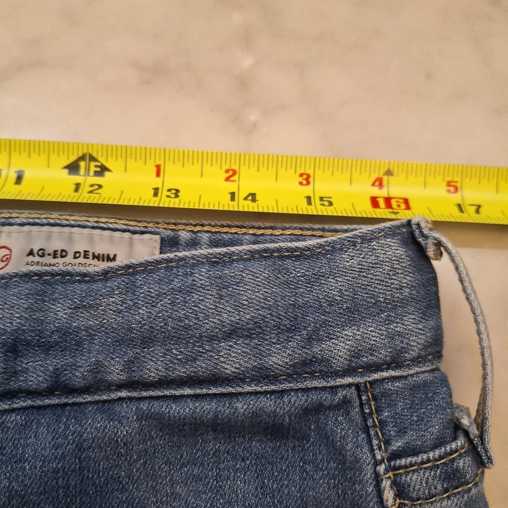 AG Adriano Goldschmied Jeans Wom Sz 31R Blue AG-ED Denim Raw‎ Hem Straight Leg
